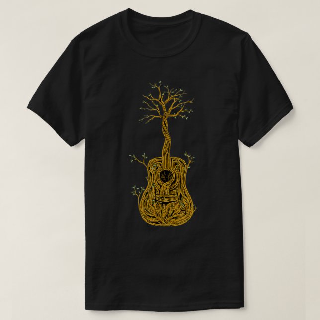 Camiseta Guitarra acústica Árbol de la Naturaleza de la Vid (Diseño del anverso)