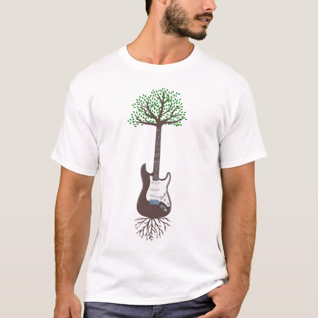 Camiseta Guitarra Acústica Árbol De Vida Guitarra Naturalez (Anverso)