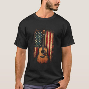Camiseta Guitarra Acústica Bandera Americana