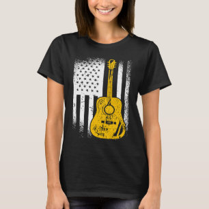 Camiseta Guitarra Acústica Bandera Americana