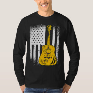 Camiseta Guitarra Acústica Bandera Americana