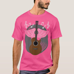 Camiseta Guitarra Acústica Con Angel Wings Guitar Player Gi