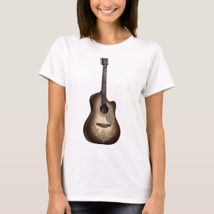 Camiseta Guitarra acústica con cuerdas muy bien detallada