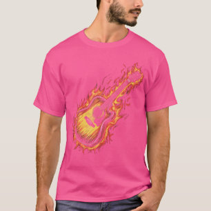 Camiseta Guitarra Acústica Con Flames