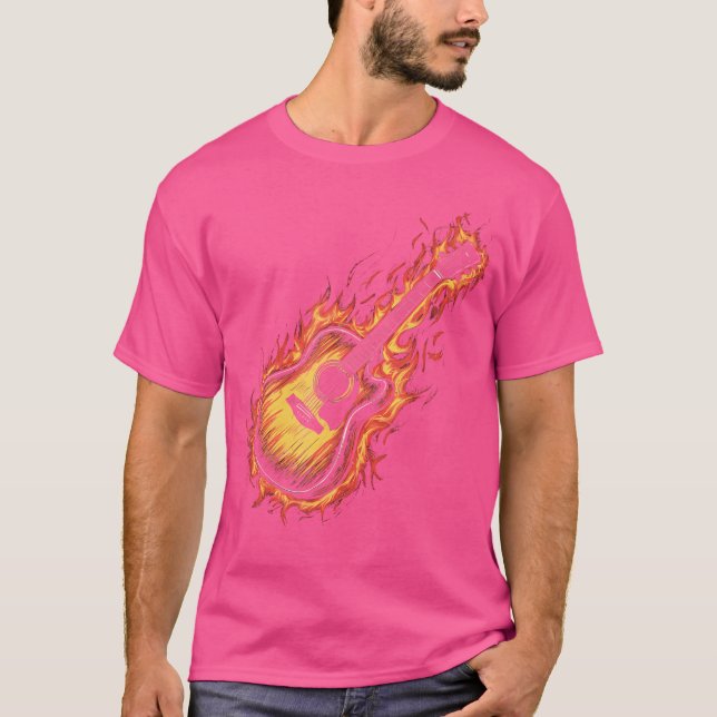 Camiseta Guitarra Acústica Con Flames (Anverso)
