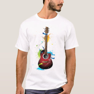 Camiseta Guitarra acústica con las salpicaduras de la