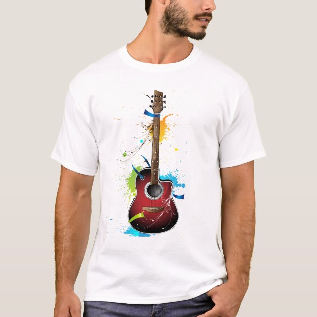 Camiseta Guitarra acústica con las salpicaduras de la (Anverso)