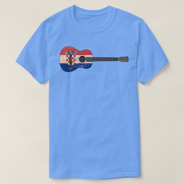 Camiseta Guitarra Acústica Croata envejecida y desgastada (Diseño del anverso)