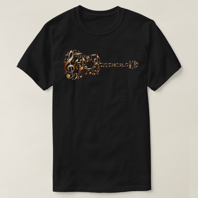 Camiseta Guitarra Acústica De Arte De Guitarra En Metálico  (Diseño del anverso)