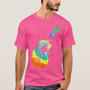 Camiseta Guitarra Acústica de tinte de arcoiris hippie dive