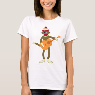 Camiseta Guitarra acústica del mono del calcetín