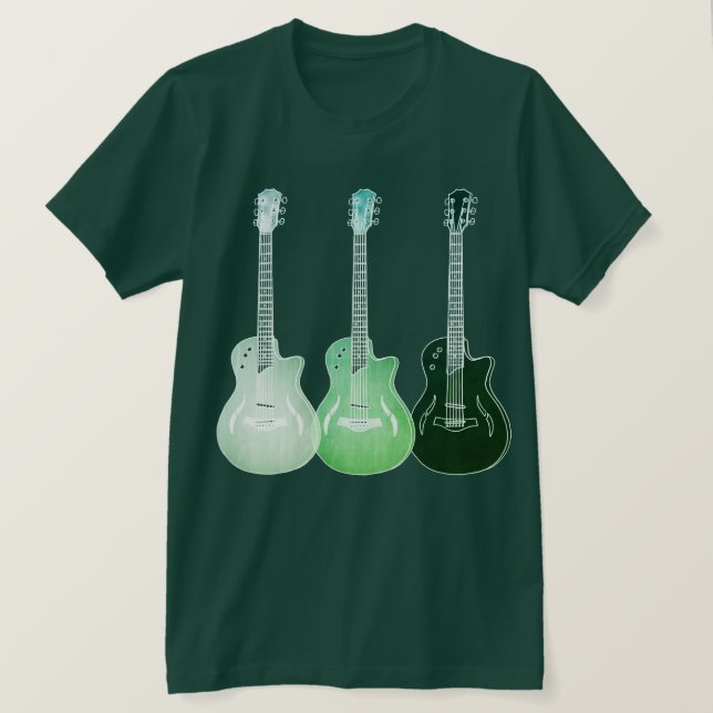 Camiseta Guitarra Acústica Eléctrica Música Pop Psicodélica (Anverso del diseño)
