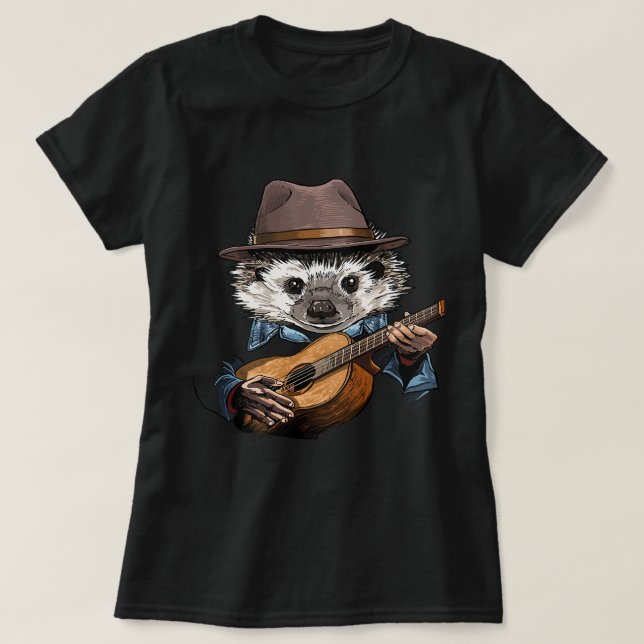 Camiseta Guitarra Acústica Hippopótamo Guitarra Jugador Saf (Diseño del anverso)