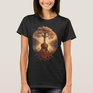 Camiseta Guitarra Acústica Lago Música de País Guitariano