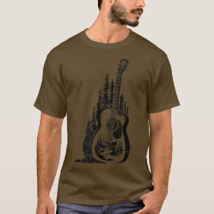 Camiseta Guitarra Acústica Montaña Rive Guitarra Naturaleza