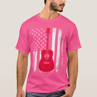 Camiseta Guitarra Acústica Norteamericana con Bandera Nacio
