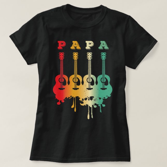 Camiseta Guitarra Acústica - Papa - Regalo Guitarista Guay  (Diseño del anverso)