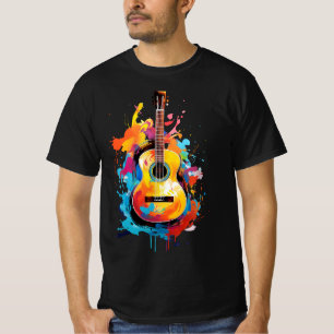 Camiseta Guitarra acústica, pinturas modernas