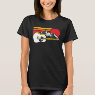 Camiseta Guitarra Acústica Retro Montañas Sol Estilo Surf G