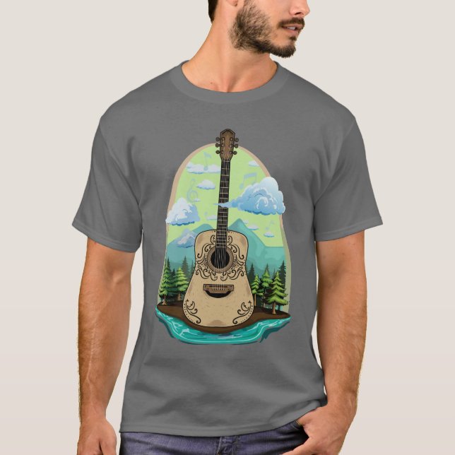 Camiseta Guitarra Acústica Smokey Mountain Vibes (Anverso)