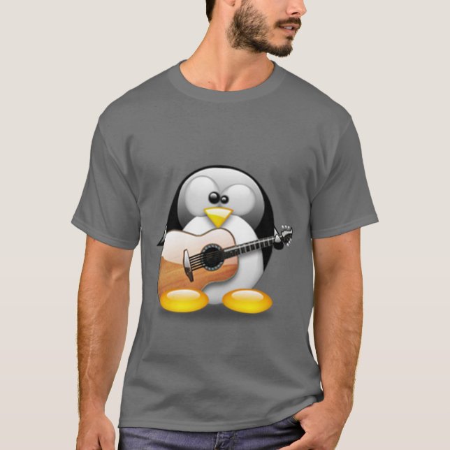 Camiseta Guitarra acústica Tux (Linux Tux) (Anverso)