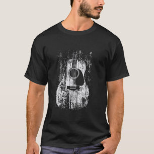 Camiseta Guitarra Acústica, Vintage, Molesto, Rock & Roll