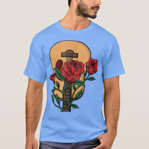 Camiseta Guitarra acústica y flor Regalo de músico guitaris