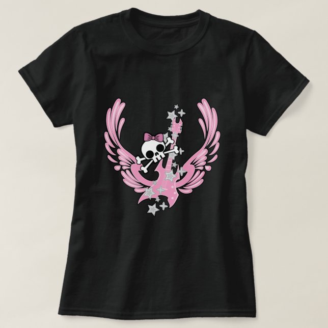 Camiseta Guitarra alada con cráneo (Diseño del anverso)