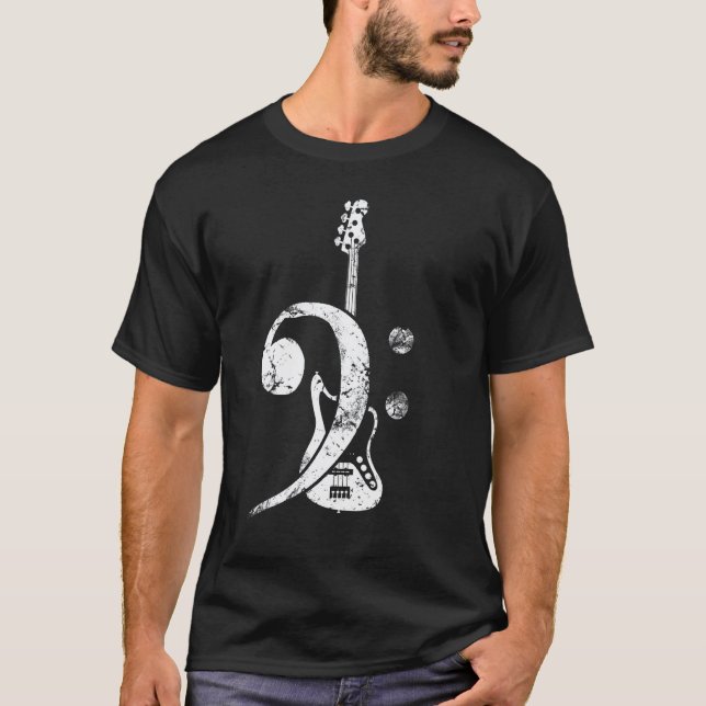 Camiseta Guitarra bajo de clave de fa (Anverso)