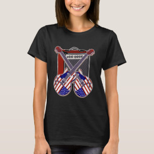 Camiseta Guitarra bandera de EE. UU. estilo folk estilo de