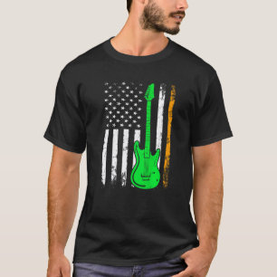 Camiseta Guitarra Bandera irlandesa americana Día de San Pa