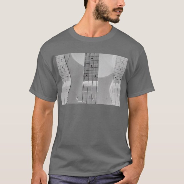 Camiseta Guitarra Bass de moda elegante plantilla gris oscu (Anverso)