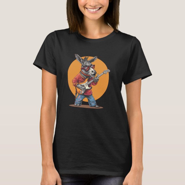 Camiseta Guitarra bonito con traje de burro para burros (Anverso)