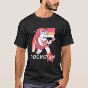 Camiseta Guitarra Clásica De Rock De Unicorn Rockstar Vinta