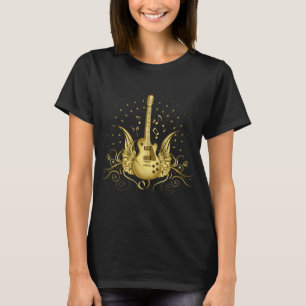 Camiseta Guitarra coa alas de oro