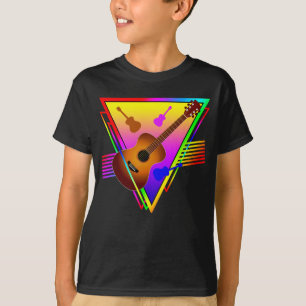 Camiseta Guitarra Colorida Retro
