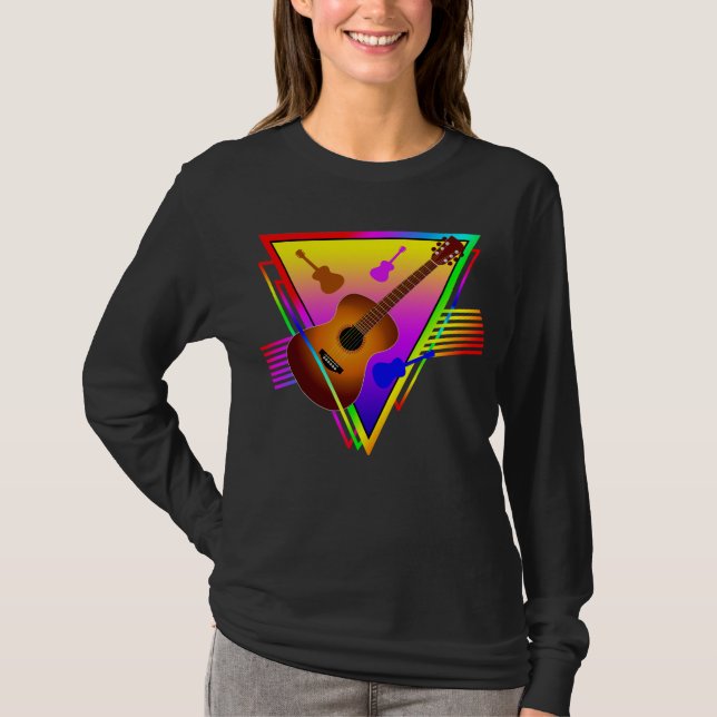 Camiseta Guitarra Colorida Retro (Anverso)