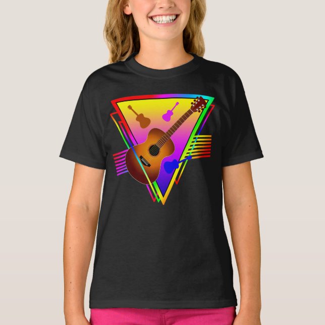 Camiseta Guitarra Colorida Retro (Anverso)