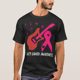 Camiseta Guitarra Con Cinta Rosa Concienciación Sobre El Cá