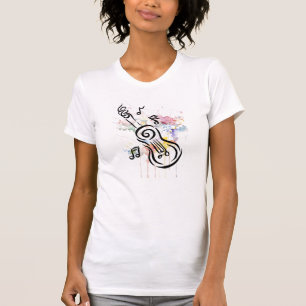 Camiseta Guitarra con notas musicales-diseño gráfico T-Shir