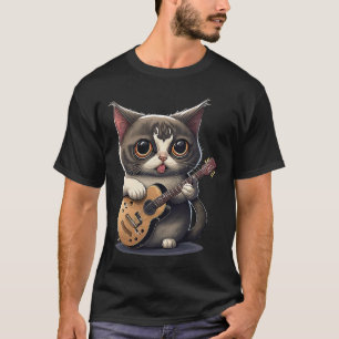 Camiseta Guitarra Cute Kitten Cat Jugando