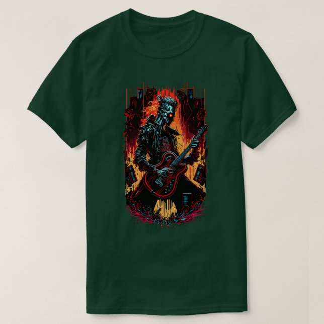 Camiseta Guitarra Cyberpunk Regalo Guitarista Concierto de  (Diseño del anverso)