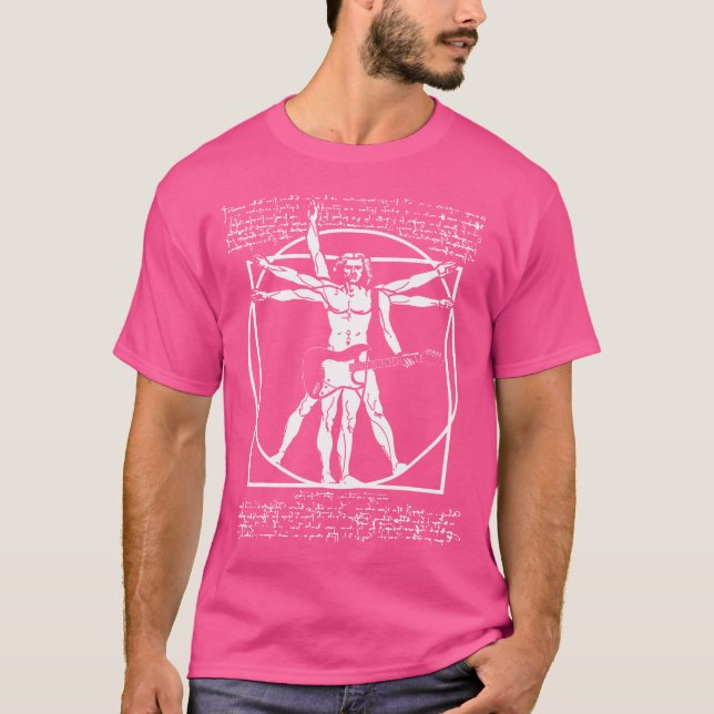 Camiseta Guitarra Da Vinci Hombre Vitruviano Guitariano T S (Anverso)