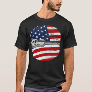 Camiseta Guitarra De Acero Lap Bandera De Estados Unidos Mú