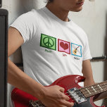 Camiseta Guitarra de amor por la paz<br><div class="desc">Un signo de paz,  corazón y un diseño de guitarra hacen un gran regalo para alguien en una banda.</div>