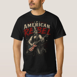 Camiseta Guitarra de Arte de Roca de la Bandera de Lincoln