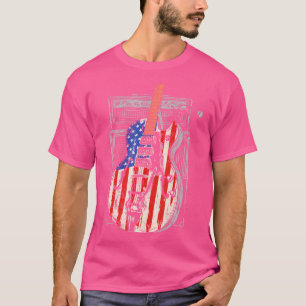 Camiseta Guitarra De Bandera Estadounidense 4 De Julio Guit