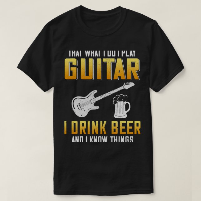 Camiseta Guitarra de cerveza y guitarra de cerveza de bebid (Diseño del anverso)