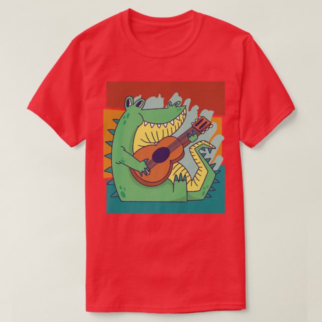 Camiseta Guitarra de cocodrilos de música de lagarto1400 (Diseño del anverso)