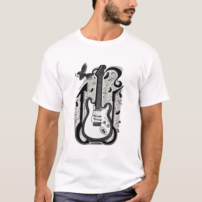 Camiseta Guitarra de cuerdas retro para los que aman la mús (Anverso)